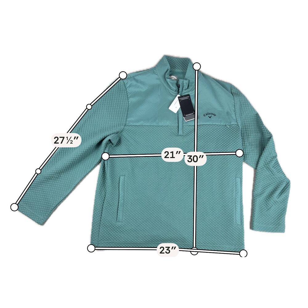 Callaway Golf Pullover Men L Green Textured 1/4 Zip Stretch UPF NWT $90 - Picture 2 of 5